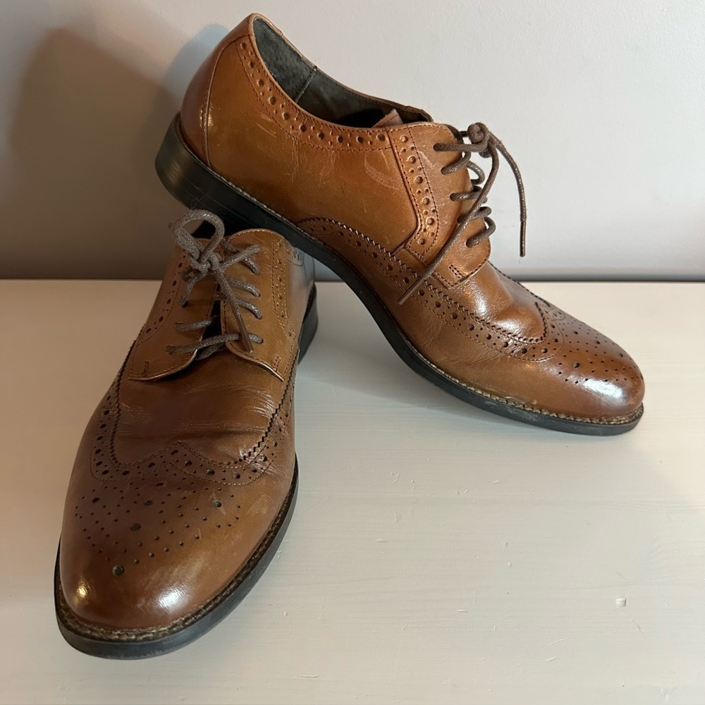 Stacy Adams - Men's, Brown, Leather, Dress Shoe, Brogues, Laces, Size 8.5